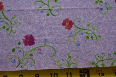 29" Long, Red & Green Floral on Lavender Quilt Cotton, Clothworks/Zipkin, N5158 - Image 1 of 4