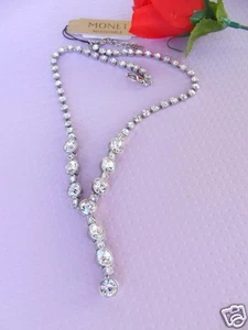 Monet Silvertone Faceted Crystal Bling Necklace 18" New MSRP $50.00 - Picture 1 of 2