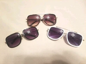 Men's Sunglasses Lot Of 3 Pair Unisex Aviator Sunglasses Oversized White Brown  - Picture 1 of 5