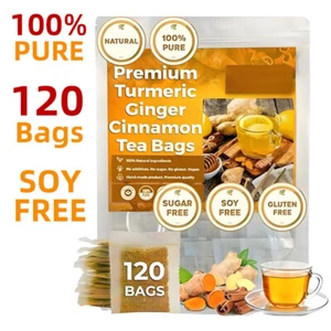 120Bags Turmeric Ginger Cinnamon Tea No Additive Support Brain Weight Sleep Skin - Picture 1 of 18