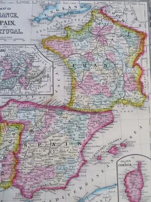 Francia España Portugal Suiza Córcega París Madrid Lisboa 1860 Mapa Mitchell Foto 1 de 4