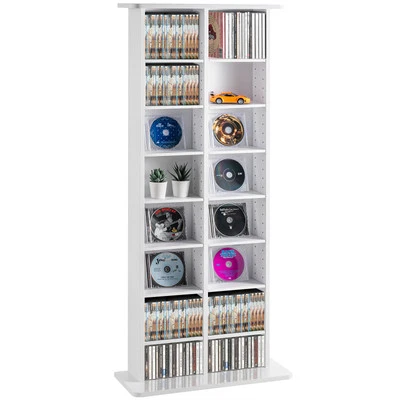 VEVOR Media Storage Cabinet 8 Layers Adjustable DVD Shelves Holds 464 CDs White - Image 1 of 4