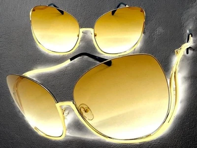 Негабаритные преувеличенные винтажные солнцезащитные очки в ретро-стиле с большой золотой оправой и медовыми линзами - Изображение 1 из 4