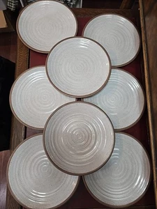 Set Of 8 Crate & Barrel Brown Speckled Melamine Stonware Salad Plates B23 - Picture 1 of 4