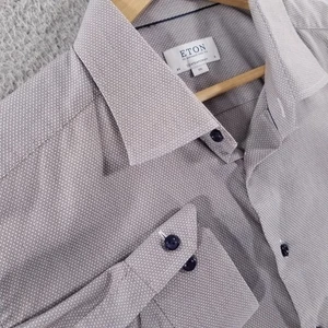 Camisa ETON Para Hombres 18 XXL Gris Ajuste Contemporáneo Oxford Formal Botón Vestido de Negocios - Imagen 1 de 15