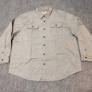 Wrangler Shirt Mens XXL Grey Cotton Blend Button Up Collar Comfort Chest Pockets - Picture 1 of 12