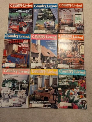 Lot Of 9 Country Living Magazines 1983-1990 Decorating Budget Decor Cooking - Image 1 of 3