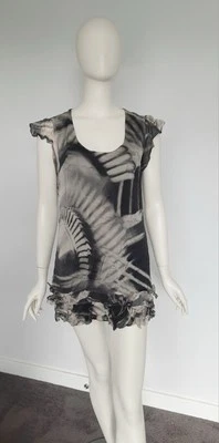 Kookai Size 34 Aus 6 Grey Silk Chiffon Short Sleeve Mini Shift Dress - Image 1 of 4