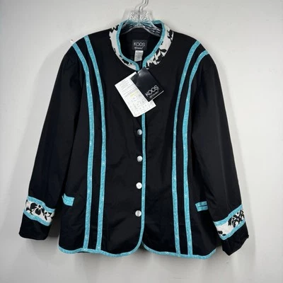 KOOS Of Course Women's Sz 2X Black Cotton Stretch Button Blazer Jacket Pockets - Image 1 of 4