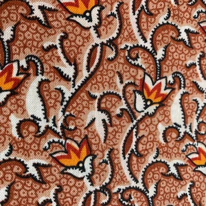 Authentic 1880's Retro Frabic 3 5/6 yds SSI Orange Calico Floral Prairie Dress - Picture 1 of 11