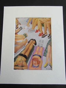 BERYL COOK "SUNBATHERS" MOUNTED CARD 10 X 8 FUNNY - Picture 1 of 1