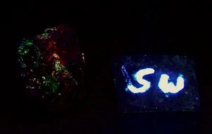 Fluorescent Wickenburgite Willemite and Caliche SW & LW  729A - Picture 1 of 9