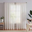 Fmfunctex Flax Linen Sheer Curtains 84 Inch Long Living Room Vintage Window