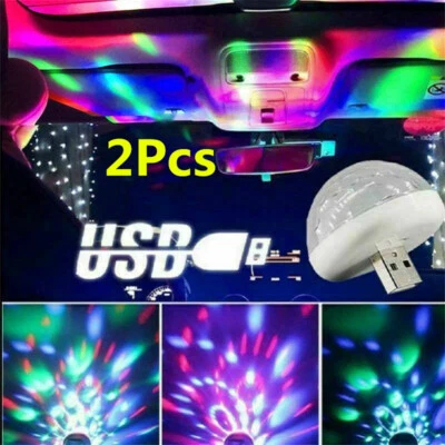 2Pcs USB RGB LED Stage Lamp Voice Control Disco Ball Lights Home Car Party AUS - Image 1 of 4