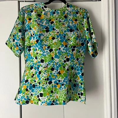 Blusa de manga corta con estampado abstracto de seda talla 10 de JH Collectibles Foto 1 de 4