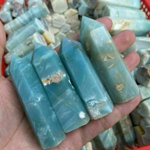 Handmade Natural Carribean Emerald Quartz Crystal Point Tower Wand Healing Stone - Picture 1 of 7