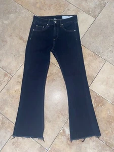 RAG & BONE JEAN DARK WASH 10 INCH CROP FLARE JEANS SIZE 25 - UK 8 - Imagen 1 de 3