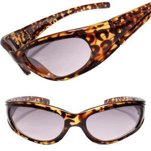 Sporty Wrap Around Sunglasses Purple Tint Lenses Tortoiseshell Athletic Style - Picture 1 of 3