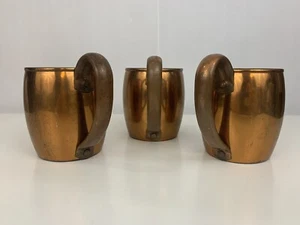 Vintage Unmarked West Bend Style Copper Patina Cups Mugs Set of Three (3) - Picture 1 of 19