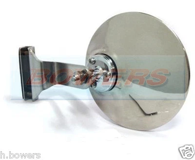 4" CLAMP CLIP ON CLASSIC CAR ROUND OVERTAKING PEEP QUARTERLIGHT CONVEX MIRROR - Image 1 of 2