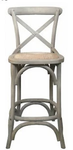 GREY CROSSBACK BAR STOOL STOOL HAMPTONS 41 X 48 X102CM - Picture 1 of 1
