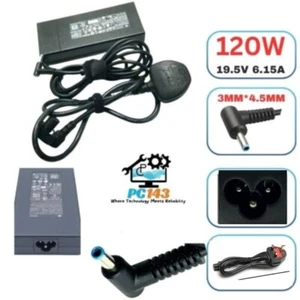 GENUINE HP LAPTOP CHARGER 19.5V - 6.15A, 120W BLUE TIP WITH POWER LEAD - Afbeelding 1 van 6
