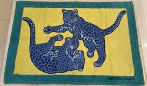 HERMES Paris Cotton 100% Beach Towel Dalmatian Bath Rug 62 x 95 cm - Picture 1 of 4