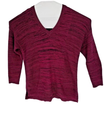 Ellen Tracy 女式深红色套衫 V 领 XXL 束腰毛衣弹力城市 — 第 1/4 张图片