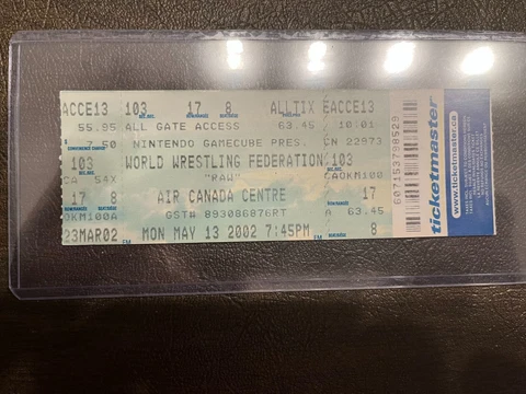 WWE RAW 5/13/02 - ONLY WWE TITLE MATCH - FLAIR vs HOGAN (Ticket Stub) Cover
