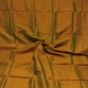 Vintage Brown Dual Tone 100% Pure Silk Sari Remnant 3YD Craft Fabric Silk Scrap - Picture 1 of 4