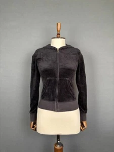 Juicy Couture Damen Sweatshirt mit Kapuze Größe XS Schwarz Baumwolle Langarm - Bild 1 von 10