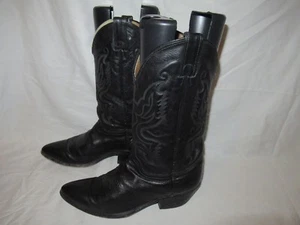 Vintage Handmade Mens Black Leather Roper Cowboy Rockabilly Boots Sz:9.5 D  - Picture 1 of 10