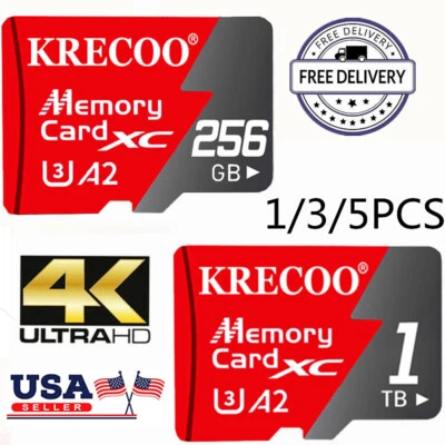 KRECOO Mini Micro SD Card Memory Card 1/3/5pcs 256GB 1TB Class10 Fast Flash TF Card LOT