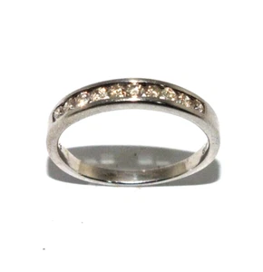 Anello Eternity Mezza In Oro Bianco 9 Carati Con Diamanti Per Donne, Taglia UK L - Foto 1 di 7