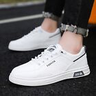 Men's Fashion Round Toe Lace Up Leather White Shoes Casual Comfortable