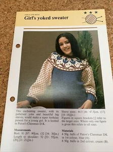 Vintage Hamlyn Knitting Pattern. Girl’s Yoked Sweater - Picture 1 of 1