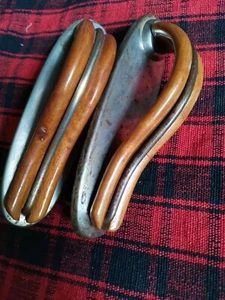 Vintage antique Germany wooden wardrobe handle pair nice 1940's - Picture 1 of 11