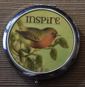 Silver Tone Bird Compact Double Mirror 3" - Picture 1 of 5