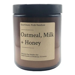 Oatmeal, Milk & Honey Soy Candle 8oz Glass Jar 35-40 Hr Essential Fragrant Oils - Picture 1 of 2