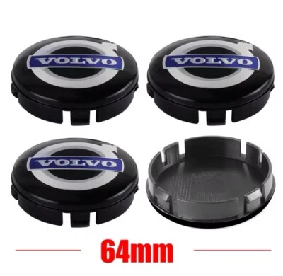 Set 4 Tappi Coprimozzo 64 mm per VOLVO C30 S40 V50 C70 S60 V70 Cerchi in Lega - Immagine 1 di 4