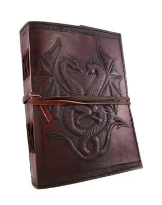 Large Handmade Dragon Leather journal blank Recycled Notebook scrapbook paint - Image 1 of 4