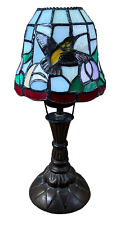 Vintage Stained Glass Hummingbird Shade Tea Lite Candle Holder 11"