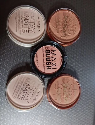 Lot Of 5 Rimmel London Face Products Maxi blush, 2 Bronzers , 2 Pressed Powders - Image 1 of 4