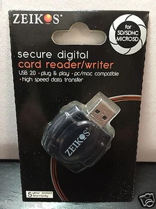  Zeikos Hi-Speed SD USB 2.0 Card Reader Writer F/ SD/SDHC MicroSD - Picture 1 of 1