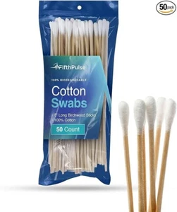 50 x biologisch abbaubare lange Wattestäbchen - 8 Zoll Wattestäbchen für Ohren - lang - Bild 1 von 6