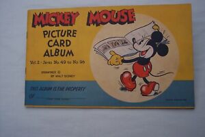 1935 Mickey Mouse Bubble Gum Walt Disney Picture Card Album #2 w 13 Cards / NICE