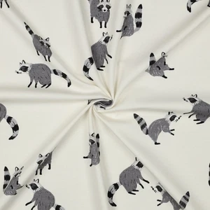 Jersey Kinder Stoff Waschbär Meterware weich elastisch Jerseystoff Kinderstoff - Bild 1 von 4