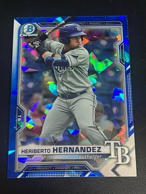 2021 Bowman Chrome Draft Sapphire Edition - Heriberto Hernandez #BDC-100 Rays - Image 1 of 2