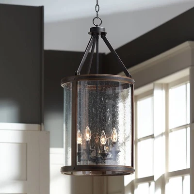 Gorham Gray Pendant Chandelier 16" Wide Farmhouse Clear Glass 4-Light Fixture - Image 1 of 4