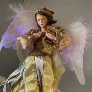 Weihnachtsengel Baumspitze fließend gold silber Bäche mit harten Flügeln & Lichtern - Bild 1 von 8